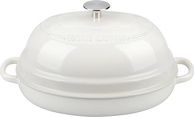 Enameled Oval Cast Iron Dutch Oven Pot with Lid, Bread Dutch Oven for Sourdough Bread Baking, 6QT, White