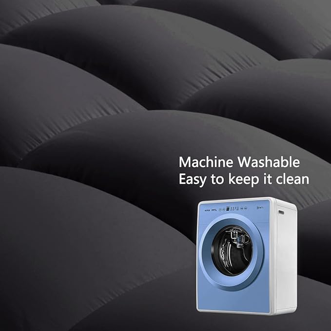 COONP California King Mattress Topper, Extra Thick Pillowtop, Cooling Plush Mattress Pad Cover Bed Topper Protector with 8-21 Inch Deep Pocket (Black, California King)