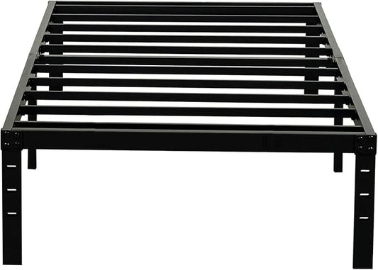Twin Size Bed Frame, 3500lbs Heavy Duty Metal Platform with Steel Slats Support, No Box Spring Needed, 14 inches high Bedframe with Ample Storage, Sturdy and Noise-Free, Black