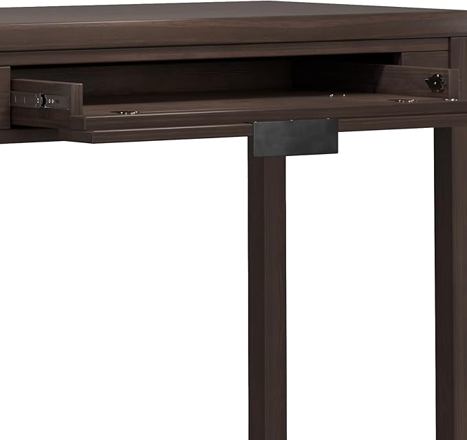 SIMPLIHOME Hollander Small Desk - 38-Inch Wide Solid Wood Writing Desk in Warm Walnut Brown, Contemporary Home Office Computer Table for Study or Compact Space with Flip-Down Keyboard Tray