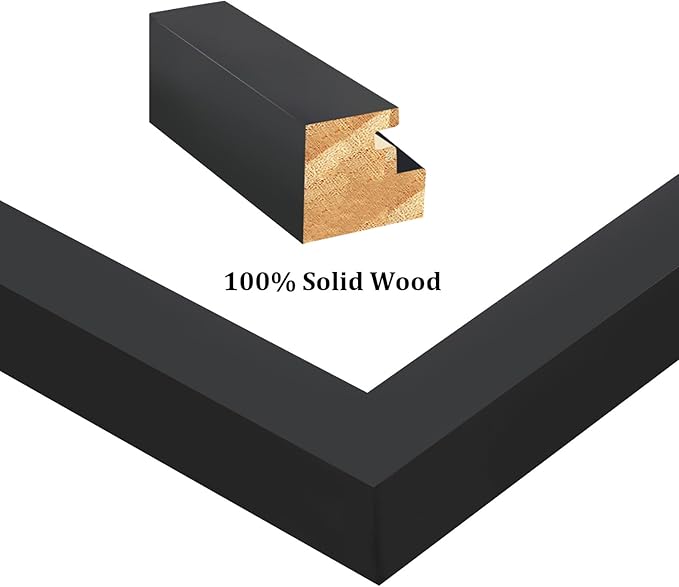 Egofine 8x12 Picture Frame Black Covered by Plexiglass Made of Solid Wood, Display Pictures 5x7/6x8 with Mat or 8x12 Without Mat for Table Top and Wall Mounting