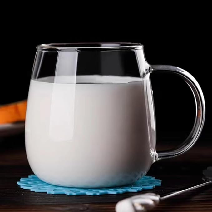 Clear Borosilicate Glass Coffee Mug with White Jade-Like Handle, 450ml/16oz – Durable Glass Mug for Coffee, Tea, Beer, and Hot Beverages, Ideal Gift