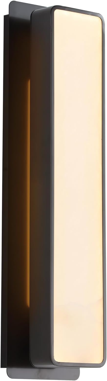 Modern LED Natural Alabaster Gypsum Wall lamp 15W Warm Yellow 2700K Wall Mounted Wall lamp Indoor sucelating Alabaster Gypsum Wall Mounted Lighting Suitable for Living Room (Black)