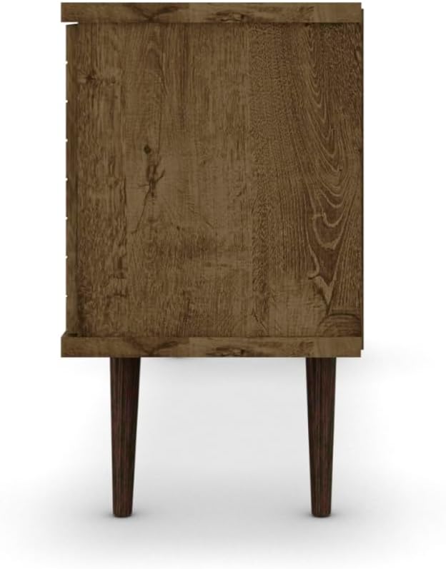 Manhattan Comfort Liberty Collection Mid Century Modern TV Stand With One Cabinet and Three Open Shelves and One Cubby With Splayed Legs, Wood, Rustic Brown, Small (200AMC9)