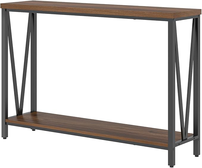 FOLUBAN Entryway Table, Narrow Console Table, Modern Sofa Table for Living Room, Hallway, Behind Couch (Rustic Walnut)
