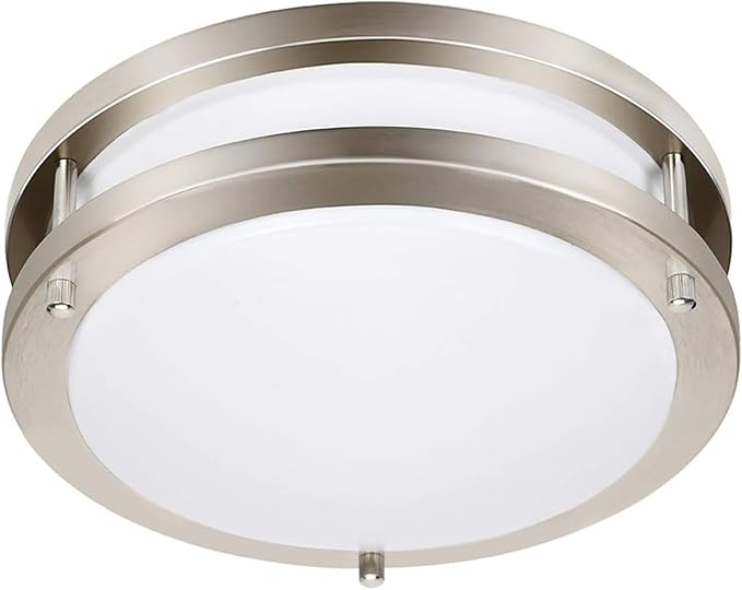 48W Dimmable LED Ceiling Light Fixture, Flush Mount Light Fixture for Kitchen, Bathroom, Bedroom, Garage, 5000 Lumens, 500W Equivalent, 13.2in, Daylight 5000K, Brushed Nickel