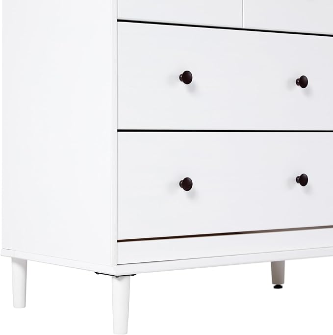 Walker Edison Modern 6-Drawer Solid Wood Dresser Bedroom Storage, 57 Inch, White