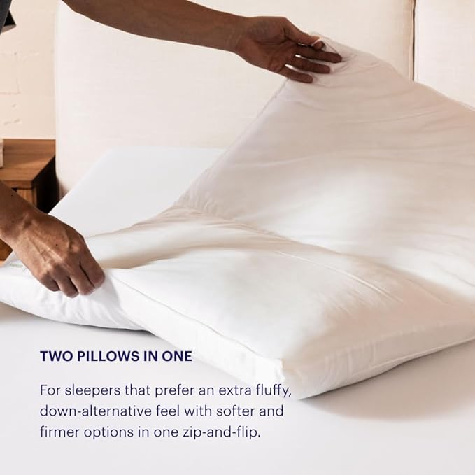 Purple TwinCloud Pillow – King Size, Adjustable Soft or Firm Support, Reversible Cotton Cover, Perfect for Side Sleepers