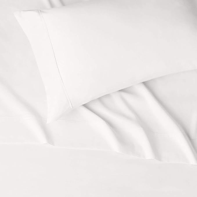 Amazon Basics Lightweight Super Soft Easy Care Wrinkle Free Microfiber 3 Piece Bed Sheet Set with 14-Inch Deep Pockets, Twin, Cream, Solid, Kids, Men & Women Bedding