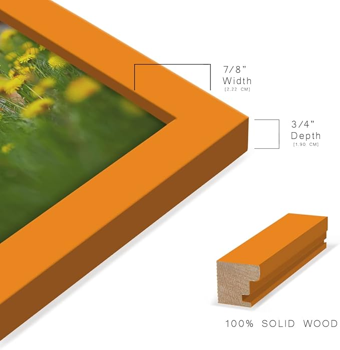 Renditions Gallery 6x8 inch Picture Frame High-end Modern Style, Made of Solid Wood and High Definition Glass Ready for Wall and Tabletop Photo Display, Orange Frame