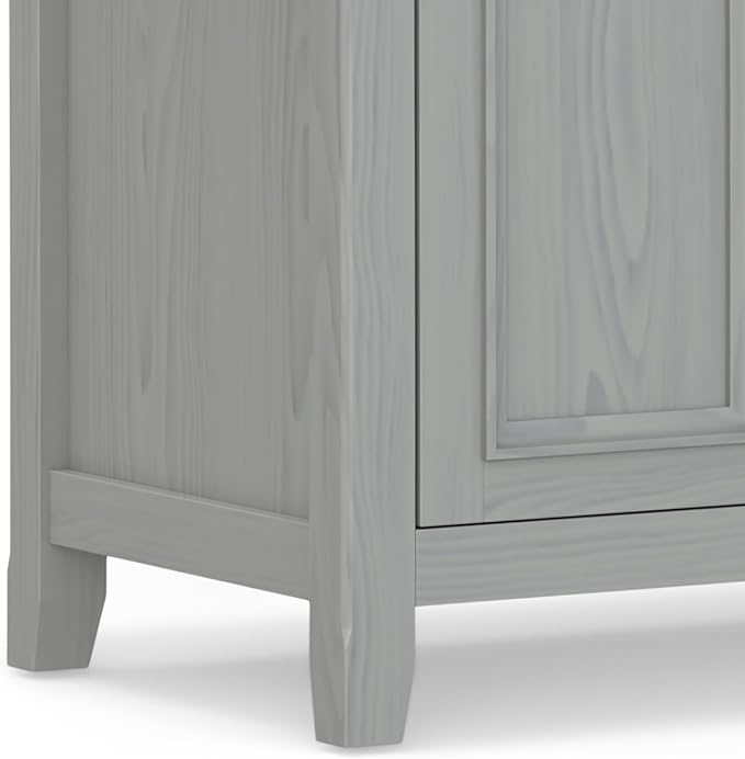 SIMPLIHOME Amherst 72-inch Wide Solid Wood TV Stand in Fog Grey, Transitional-Style Media Console for Living Room with Cable Management and Adjustable Shelves, Fits 80" TVs