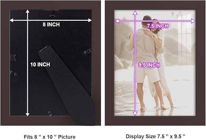 Renditions Gallery 8x10 inch Picture Frame High-end Modern Style, Made of Solid Wood and High Definition Glass Ready for Wall and Tabletop Photo Display, Brown Frame