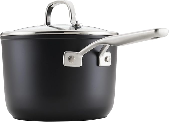 KitchenAid Hard Anodized Induction Nonstick Sauce Pan/Saucepan with Lid, 3 Quart, Matte Black