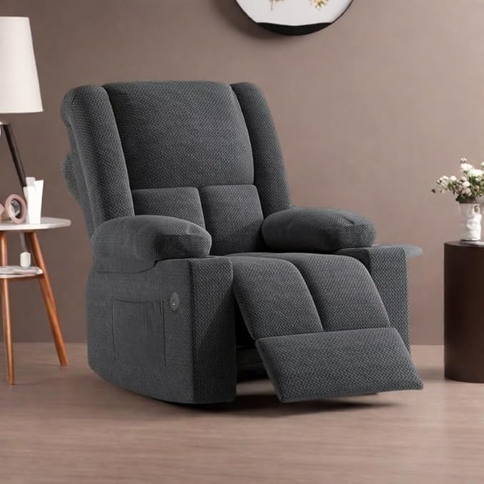 Electric Power Lift Recliner Chair,Reclining Chair with 8 Massage for Elderly,Recliner Single Sofa with 2 Cup Holders,Side Pockets,USB Charge Port,Remote Control for Living Room,Bedroom,Gray
