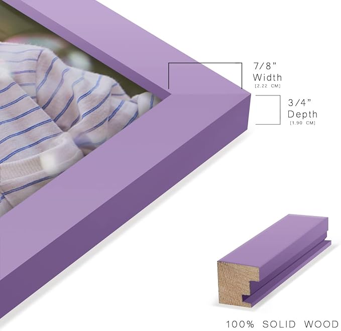 Renditions Gallery 11x14 inch Picture Frame High-end Modern Style, Made of Solid Wood and High Definition Glass Ready for Wall and Tabletop Photo Display, Violet Frame