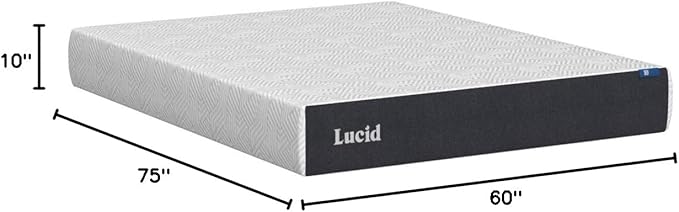 LUCID 10 Inch Memory Foam Mattress - Medium Feel - Infused with Bamboo Charcoal and Gel - Bed in a Box - Temperature Regulating - Pressure Relief - Breathable - Short Queen Size