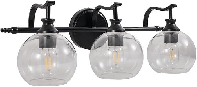 ANDY STAR Black Bathroom Light Fixture, 3 Light Vanity Lights, Rustproof Wall Lights Over Mirror, Rustic Wall Mounted Lamp, Modern Wall Sconces for Mirror, Powder Room, Bedroom