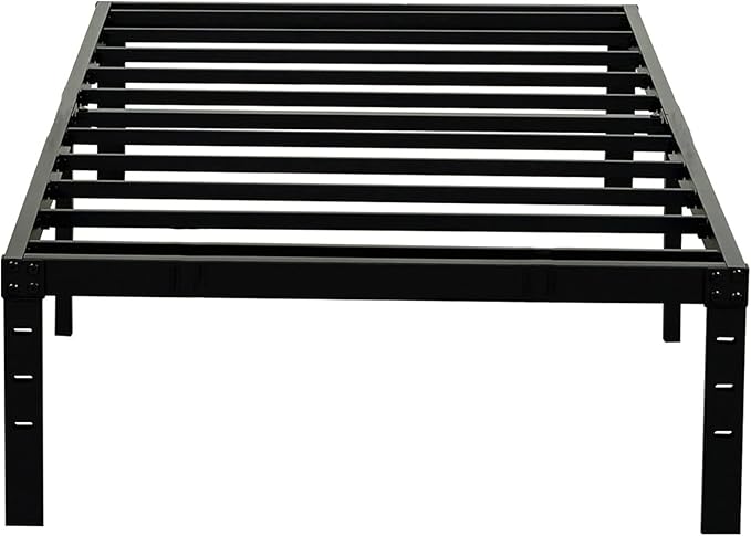 Twin XL Bed Frame 18 inch Tall, 3500lbs Heavy Duty Metal Platform with Steel Slats Support, 18-inch Bedframe with Ample Storage, No Box Spring Needed, Sturdy and Noise-Free, Black
