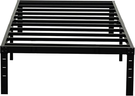 Twin XL Bed Frame 18 inch Tall, 3500lbs Heavy Duty Metal Platform with Steel Slats Support, 18-inch Bedframe with Ample Storage, No Box Spring Needed, Sturdy and Noise-Free, Black