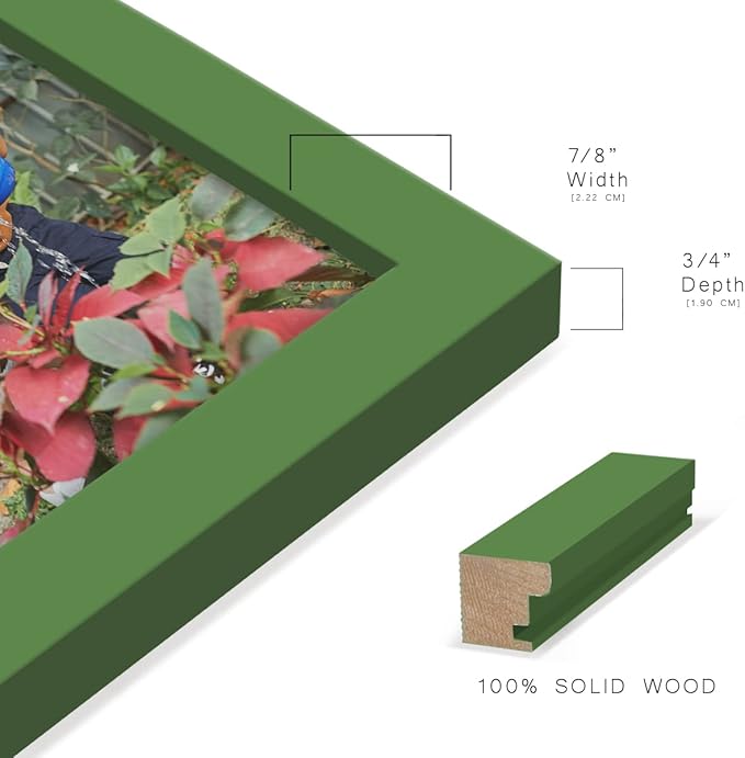 Renditions Gallery 6x8 inch Picture Frame High-end Modern Style, Made of Solid Wood and High Definition Glass Ready for Wall and Tabletop Photo Display, Green Frame