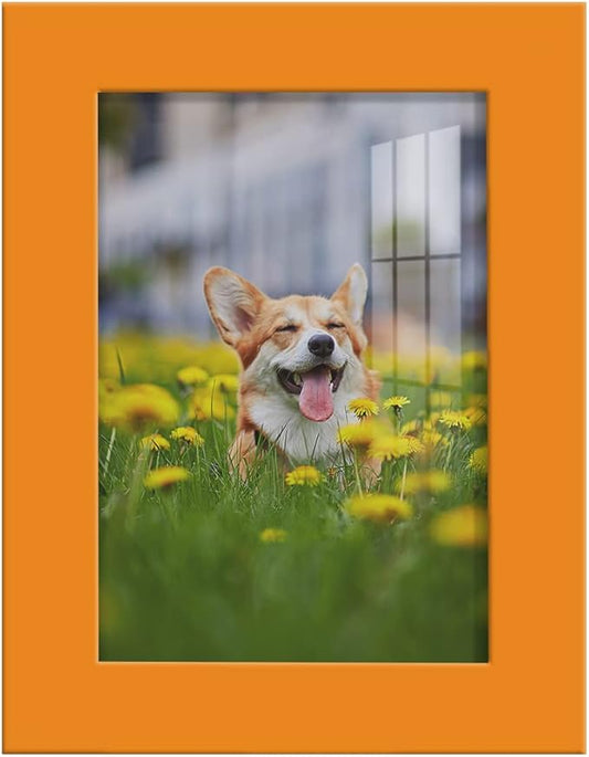 Renditions Gallery 3.5x5 inch Picture Frame High-end Modern Style, Made of Solid Wood and High Definition Glass Ready for Wall and Tabletop Photo Display, Orange Frame