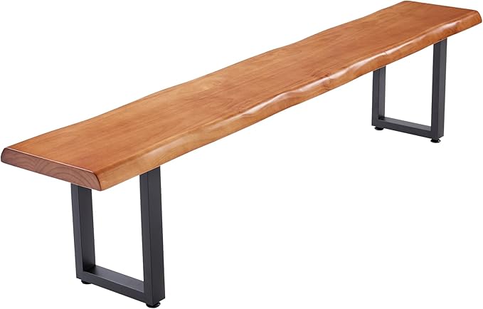 Stylish Solid Wood Office Desk with Sturdy Metal Base - Durable Multi-Size Executive Computer & Dining Table - Perfect for Home Office & Work Environments (Brown Bench, 62.99in)