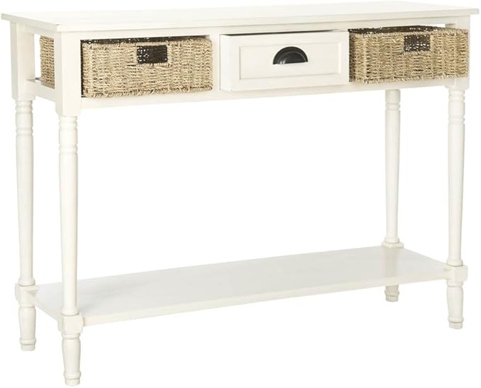 SAFAVIEH American Homes Collection Winifred Grey Wicker Console Table with Storage