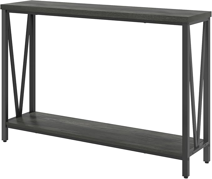 EXCEFUR Entryway Table, Rustic Wood Sofa Console Table with Storage, Modern Hallway Table for Living Room, Grey