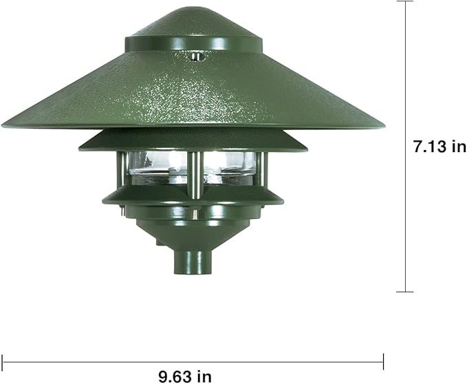 Nuvo SF76/634 One 2 Louver Hood Outdoor Pagoda Landscape Pathway Light, 2 Tier-Large, Green