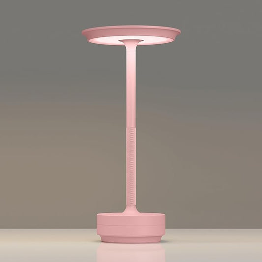 Cordless Table Lamps Rechargeable, Portable 5000mAh Outdoor Table Light, 3 Color Stepless Dimming LED Table Lamp with Memory Function, for Home/Dinner/Patio/Restaurant.(Pink)