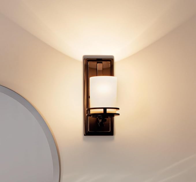 Kichler Hendrik 12" 1 Light Wall Sconce with Light Umber Etched Glass Olde Bronze®, 5.25"
