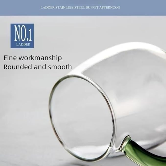 Clear Glass Mug With Green Handle, 16 oz, High Borosilicate Large Coffee Mug for Drinking or as a Gift