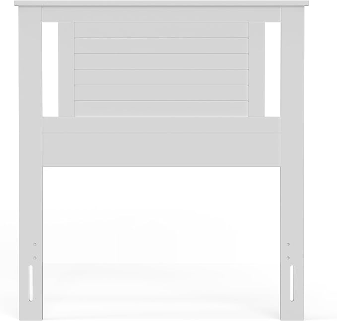 Serene Poplar Wood Twin Headboard, Modern Farmhouse Panel with Horizontal Scoring, Twin Size Headboard in White, Casual Coastal Style, Easy Assembly, Quality Materials