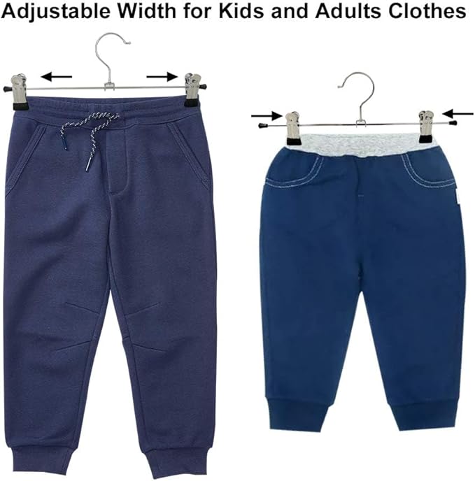 NORTHERN BROTHERS Pants Hangers 50 Pack, Skirt Hangers with Clips Shorts Hanger Closet Heavy Duty Clothes Hangers for Trousers Shirt Jeans Slim Hangers for Women Men