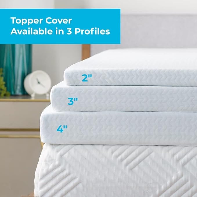 Linenspa 2 Inch Mattress Topper -Cover Full –Cover Only –Machine Washable – Breathable – Non Slip –Cover for Mattress Topper with Zipper – Topper -Cover Only White