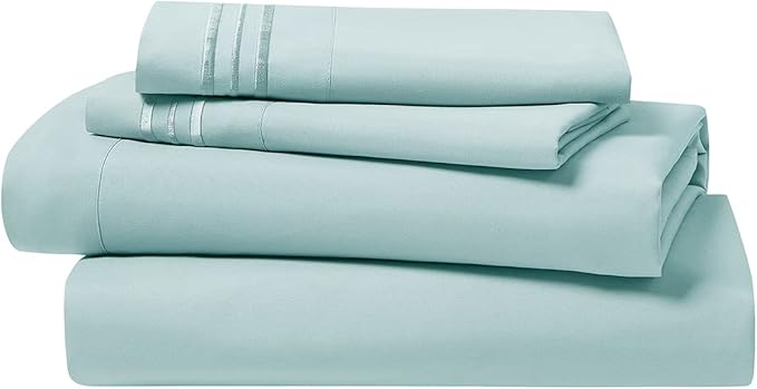 Clara Clark 1800 Premier Series 4pc Bed Sheet Set - King, Light Blue Aqua