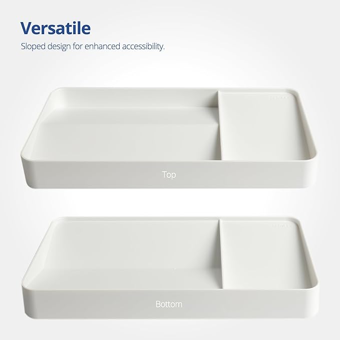 BLUE GINKGO Desk Tray – Korean-Made Organizer for Notes, Pens, Pencils, and Accessories (Double-sided, White)