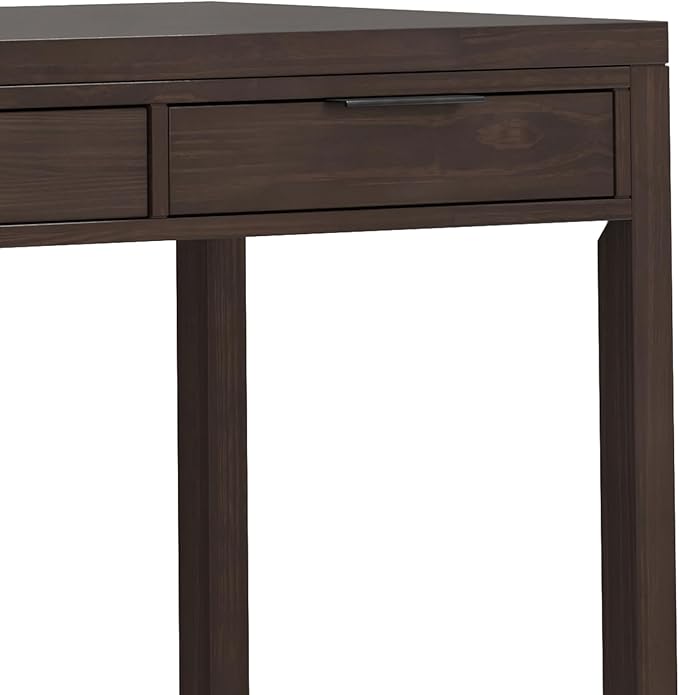 SIMPLIHOME Hollander Desk - 72-Inch Wide Solid Wood Writing Desk in Warm Walnut Brown, Contemporary Modern Home Office Computer Table for Study with 2 Drawers and Flip-Down Keyboard Tray