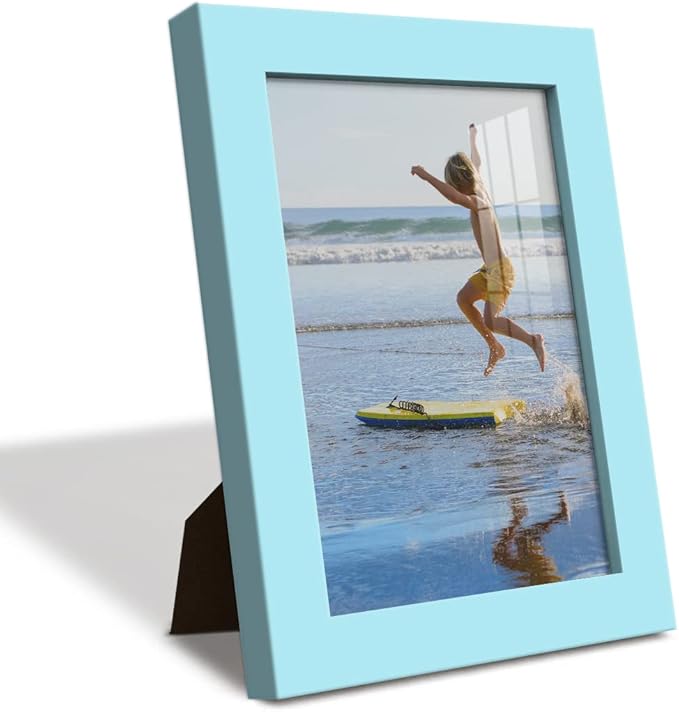 Renditions Gallery 5x7 inch Picture Frame High-end Modern Style, Made of Solid Wood and High Definition Glass Ready for Wall and Tabletop Photo Display, Blue Frame