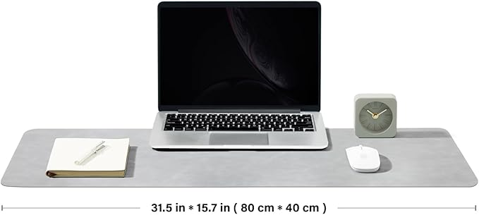 Distressed Leather Desk Mat - Non-Slip PU Desk Pad for Office and Home - Desk Organization and Accessories - Ideal for Large Mouse Pad and Desk Mats on Top of Desks(Ash Gray,31.5"x 15.7")