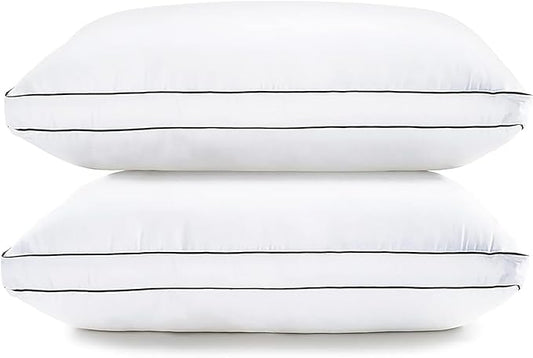 LANE LINEN Standard Pillows Set of 2 (20"x26") - Soft Gusseted Pillow for Back, Stomach or Side Sleepers - Hotel Quality Down Alternative Bed Pillows Standard Size Set of 2 - White