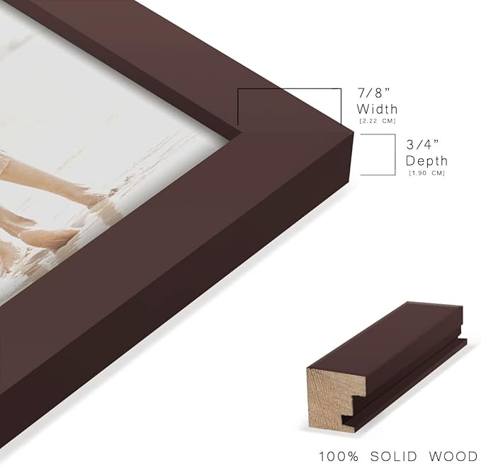 Renditions Gallery 8x10 inch Picture Frame High-end Modern Style, Made of Solid Wood and High Definition Glass Ready for Wall and Tabletop Photo Display, Brown Frame