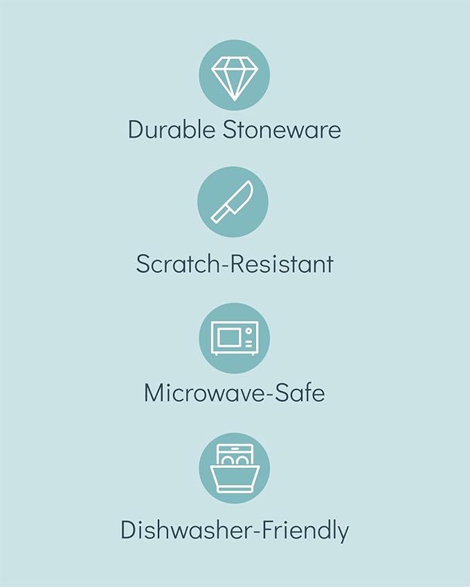 16 Piece Dinnerware Sets for 4 - Modern Style Stoneware Dinnerware Set - Scratch Resistant,Dishwasher,Microwave Safe Plates and Bowls Sets Ceramic,Dish Set, Bowl and Plate Set - Beige and Light Blue…