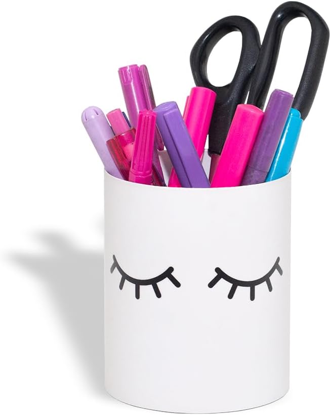 GEGUTON Makeup Design Pen Holder – Steel, White, Fun and Feminine Look – Organizes Pens and Accessories, Adds Charm to Desks, Great Gift Idea – Fun Collection