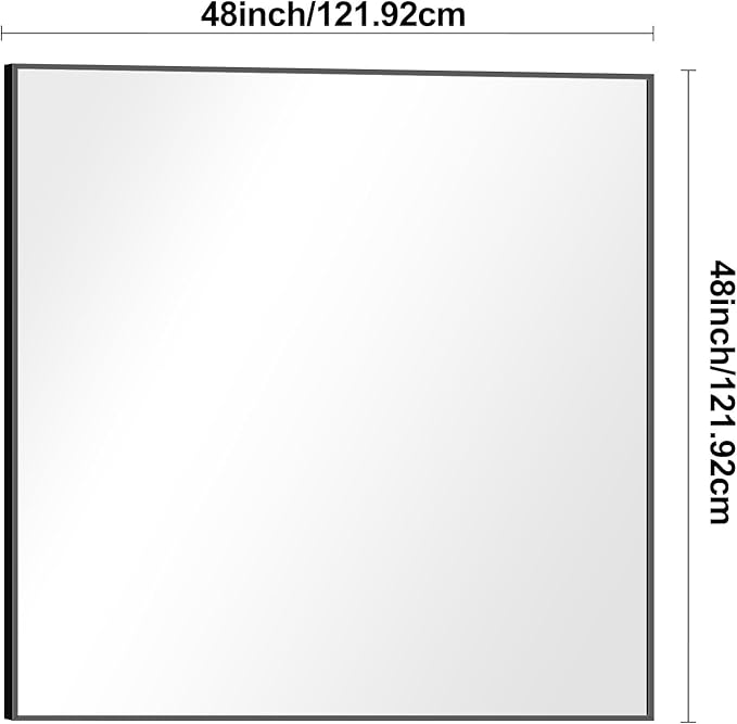 BONEWEI Bathroom Mirror,48x48 inch Large Wall Mirror for Bathroom Wall Mounted,Black Rectangle Wall Mirrors,Square Mirror for Living Room,Farmhouse, Bedroom Entryway, Horizontal/Vertical