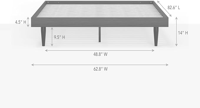 HavenWood Modern Solid Wood Platform Bed Base with Inset Wood Legs – No Box Spring Needed,Fast Assembly – Queen Size in Black (No Headboard)