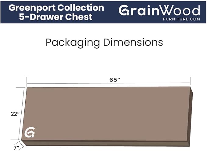 Grain Wood Furniture Greenport 5-Drawer Chest, Solid Wood with Brushed Driftwood Finish