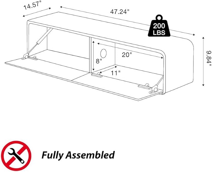 POVISON Fully-Assembled Minimalist Floating TV Stand, Modern Wall-Mounted Entertainment Center with 2 Flip-Down Cabinet Doors, Solid Wood Media Console, Walnut & Black, 47.24"
