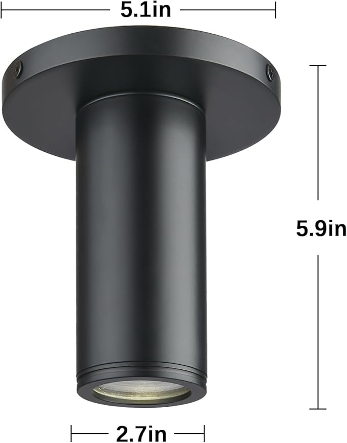 Soft Black Ceiling Light Fixture, Flush Mount LED Dimmable Cylinder Spot Light, Living Room Hallway Kitchen Dining Room Foyer