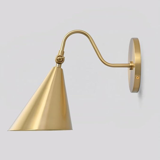 Modern Brass Wall Sconces with Movable Metal Shape, Goose Neck Style Metal Bedside Lamp Wall Light Fixture, Room Decor Picture Light, Bedroom Decor Reading Light, Wall lamp for Bathroom